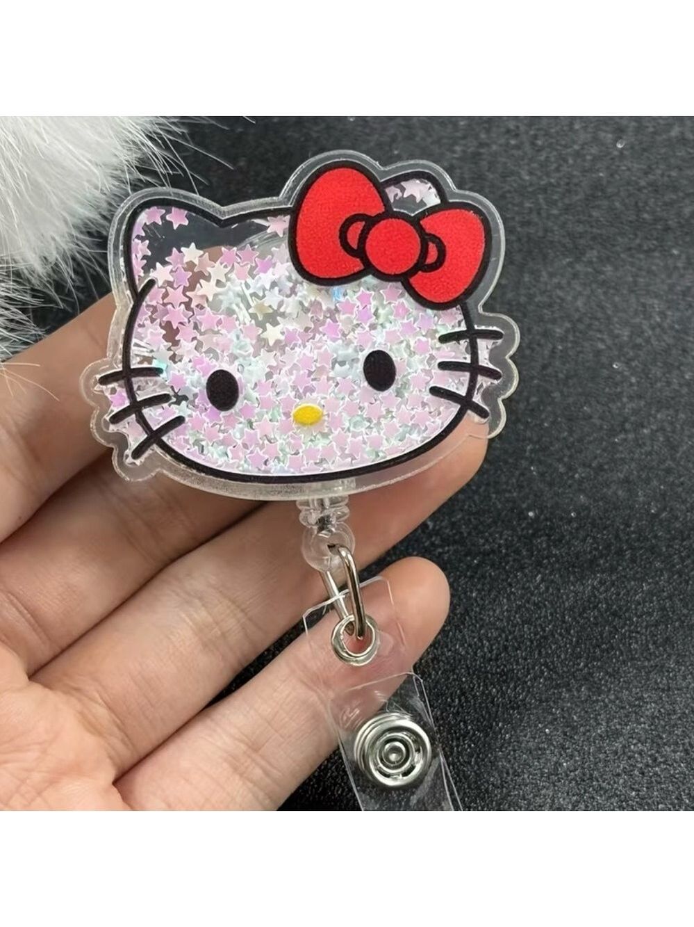 Hello Kitty Badge Reel Red Bow